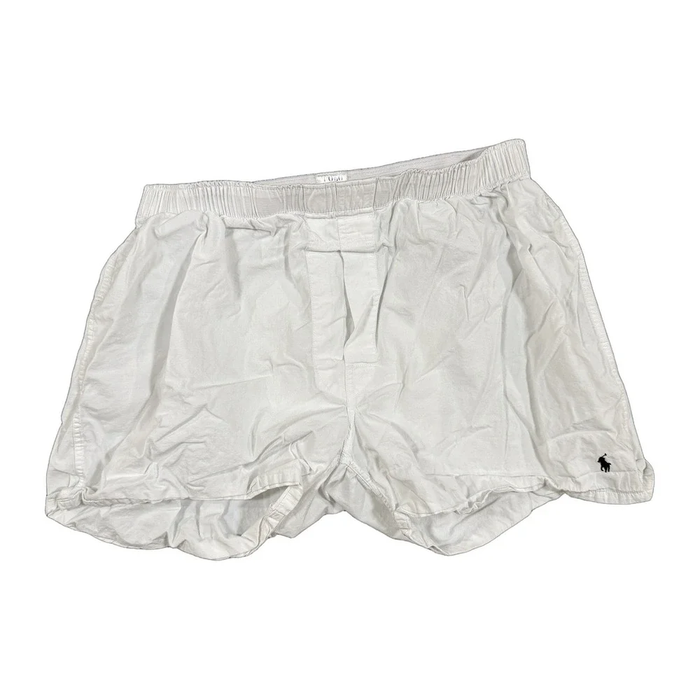 Polo Ralph Lauren Mens Classic Fit Boxer Shorts White Cotton Size L Logo